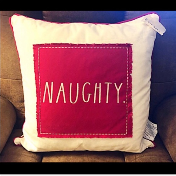 SOLD!!!  Rae Dunn Christmas Naughty Nice Pillow - Picture 3 of 7